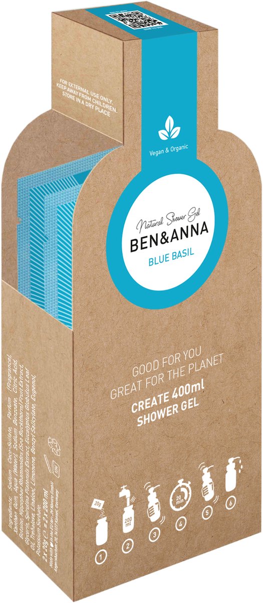 Ben & Anna Bodycare Shower Gel Flakes Blue Basil