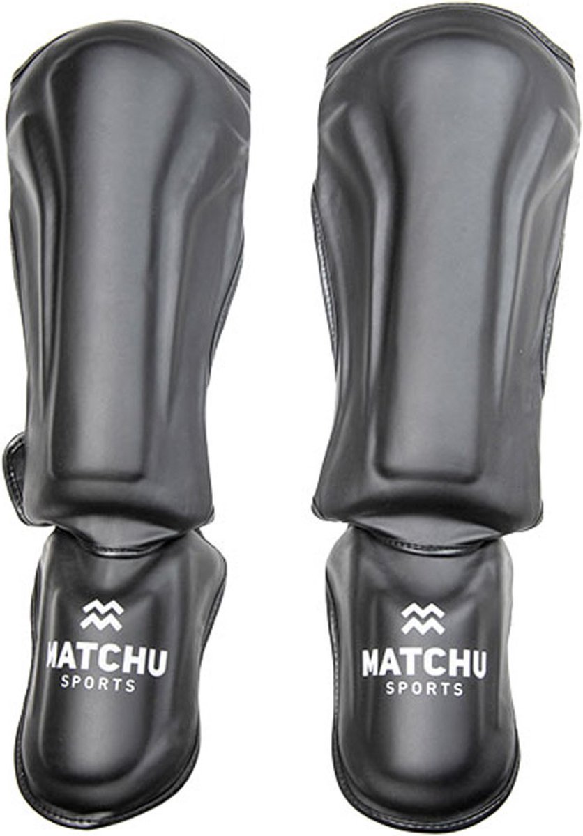 Matchu Sports Scheenbeschermers kickboksen M - M - 2 Stuks - Zwart - 52cm - Stevig foam en kunstleer