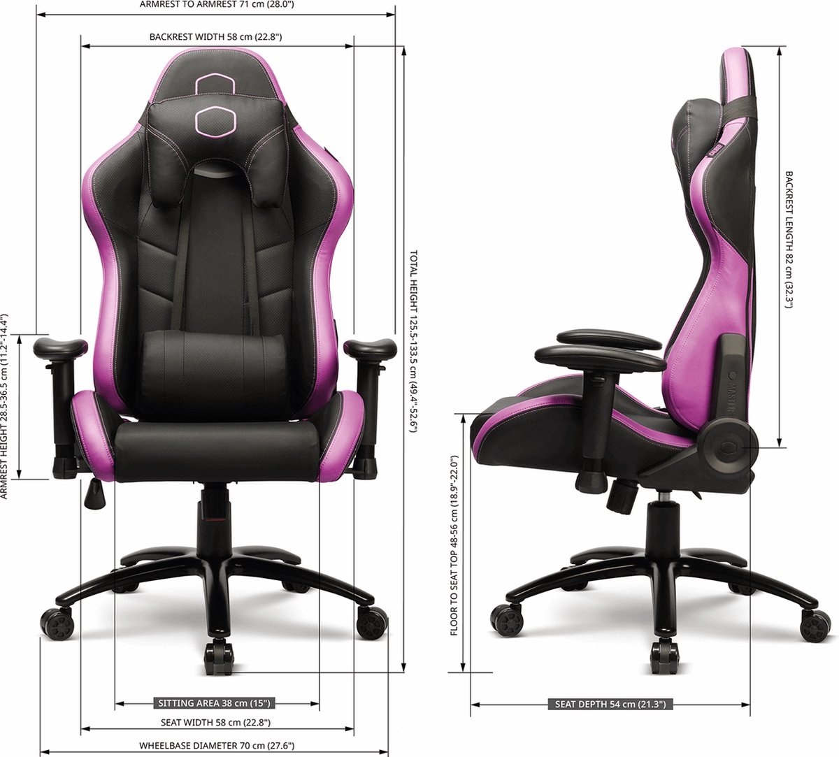 Coolermaster Cooler Master Gaming Caliber R3 Gaming leunstoel Gecapitonneerde zitting Grijs, Paars, Zwart