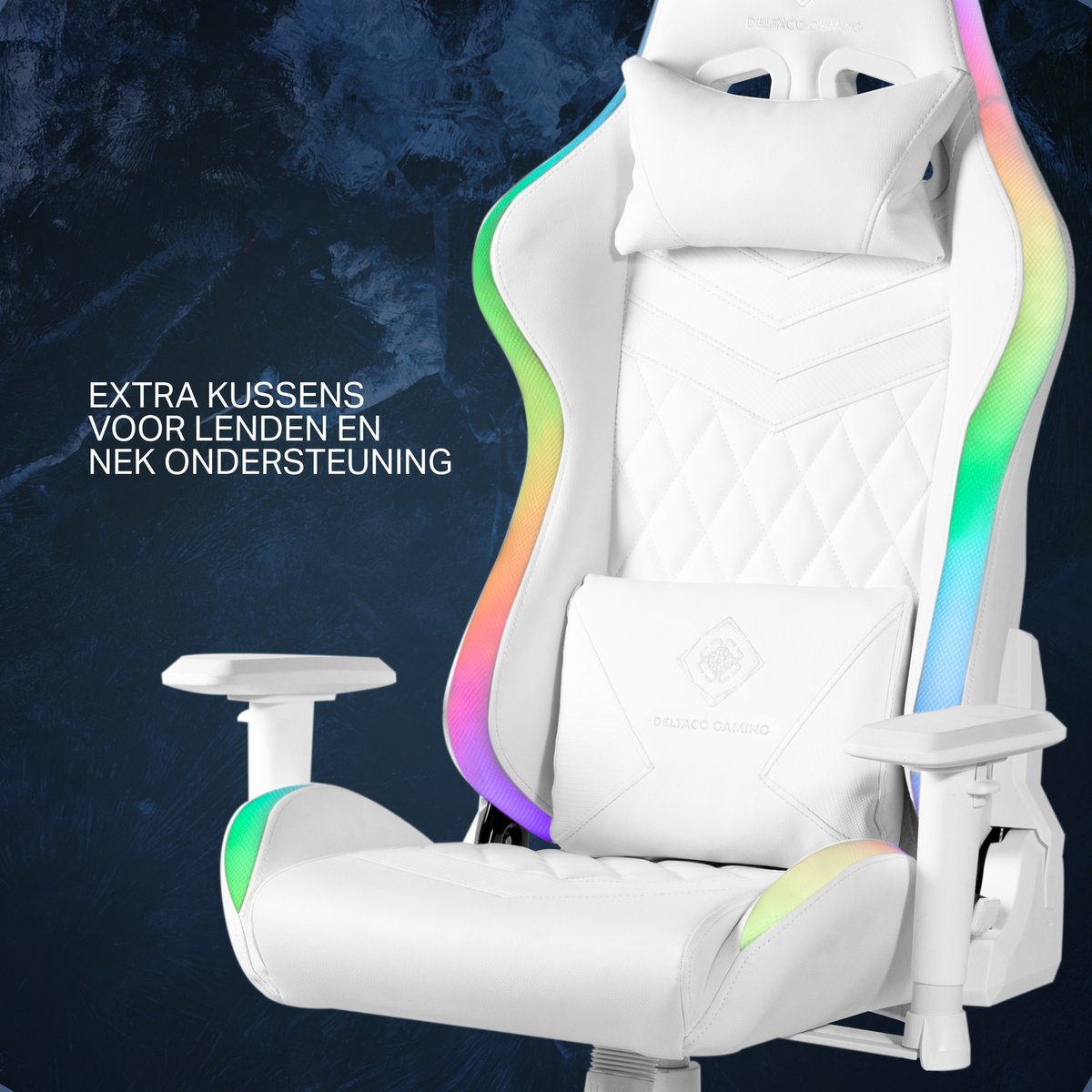 Deltaco GAM-080-W gamestoel Gaming leunstoel Gecapitonneerde zitting Wit