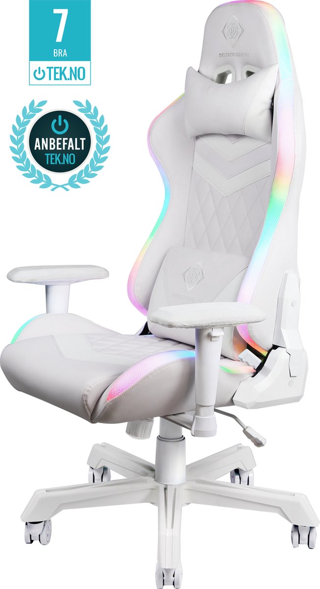 Deltaco GAM-080-W gamestoel Gaming leunstoel Gecapitonneerde zitting Wit