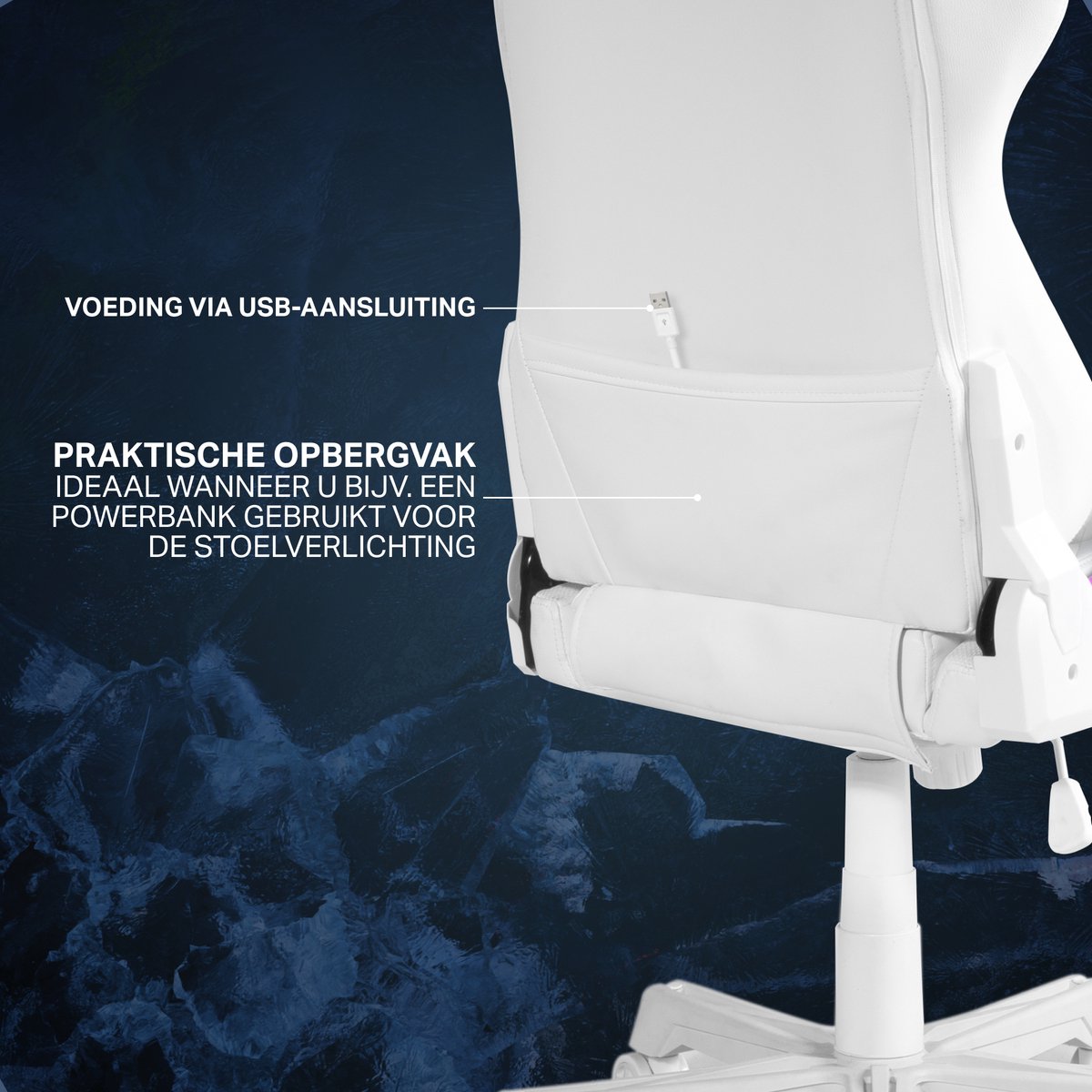 Deltaco GAM-080-W gamestoel Gaming leunstoel Gecapitonneerde zitting Wit