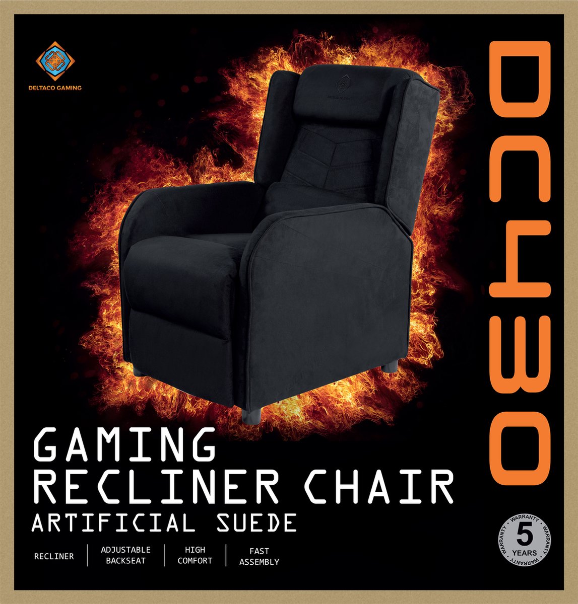 Deltaco GAM-087A-B gamestoel Gaming leunstoel Gecapitonneerde zitting Zwart