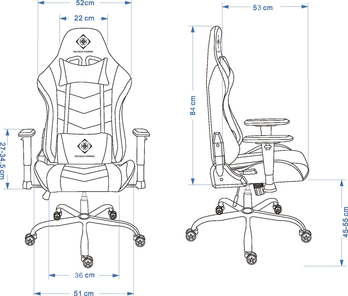 Deltaco GAM-096-R gamestoel Universele gamestoel Gestoffeerde gevoerde zitting Zwart, Rood
