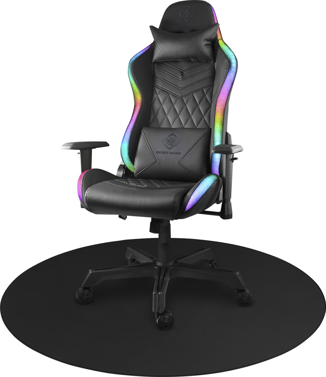 Deltaco Gaming DFP410 Floormat Round, 110x110cm, anti-slip - Black