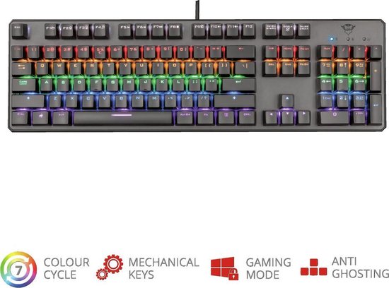 Trust GXT865 Asta Mechanisch Gaming Toetsenbord - Zwart