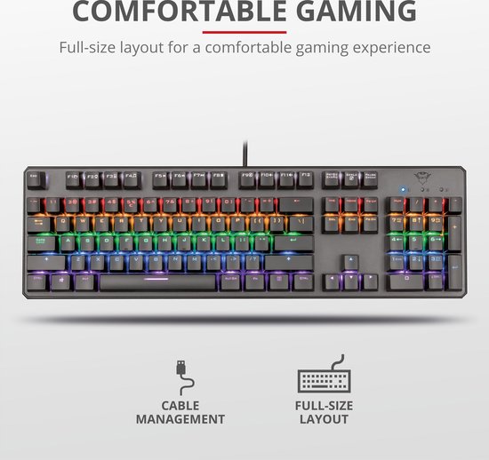 Trust GXT865 Asta Mechanisch Gaming Toetsenbord - Zwart