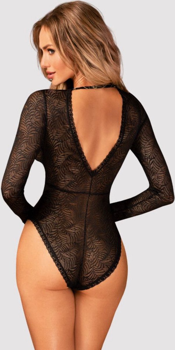 Obsessive Elegante Body met Lange Mouwen - Zwart