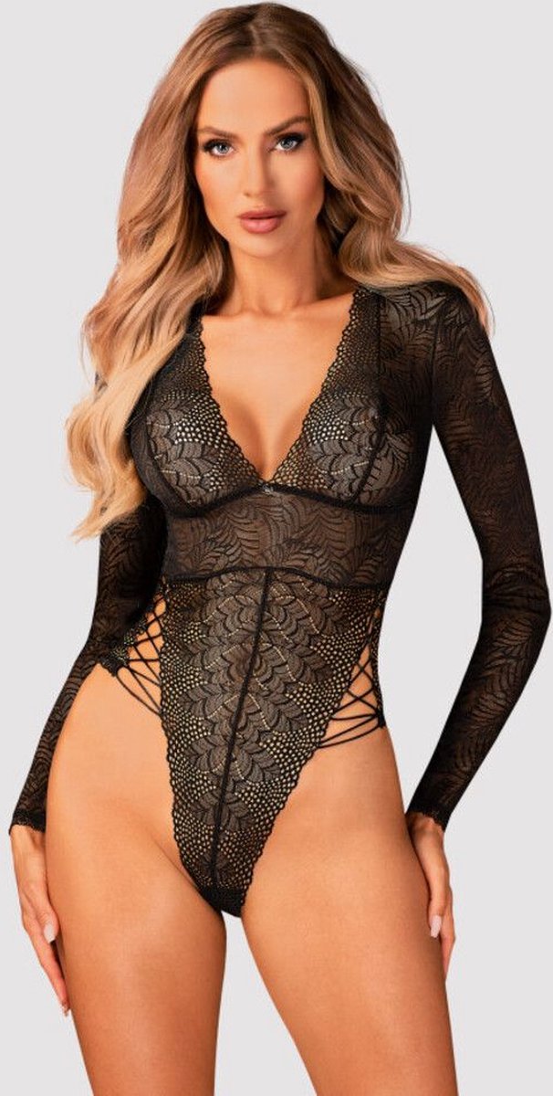 Obsessive Elegante Body met Lange Mouwen - Zwart