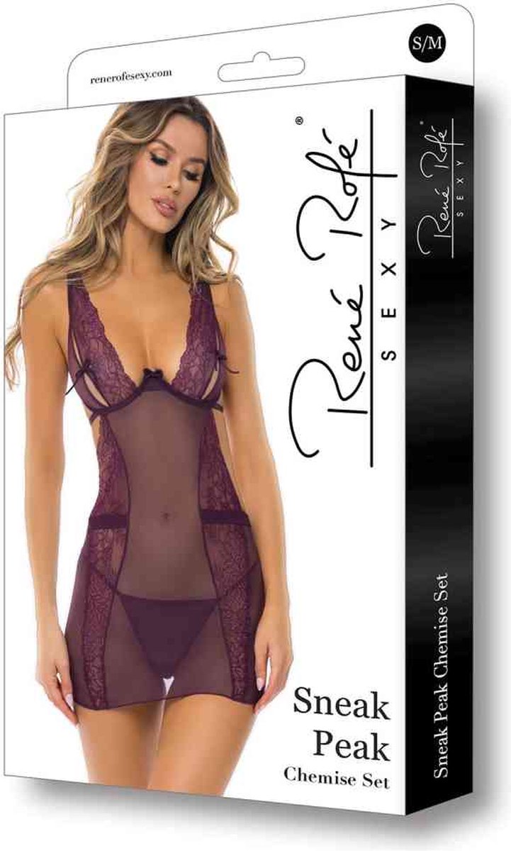 Rene Rofe Sneak Peak Babydoll Set - Paars