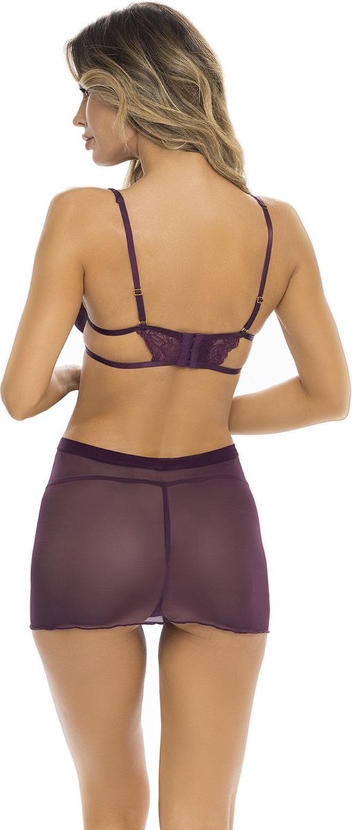 Rene Rofe Sneak Peak Babydoll Set - Paars