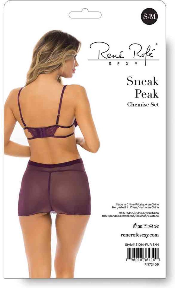 Rene Rofe Sneak Peak Babydoll Set - Paars