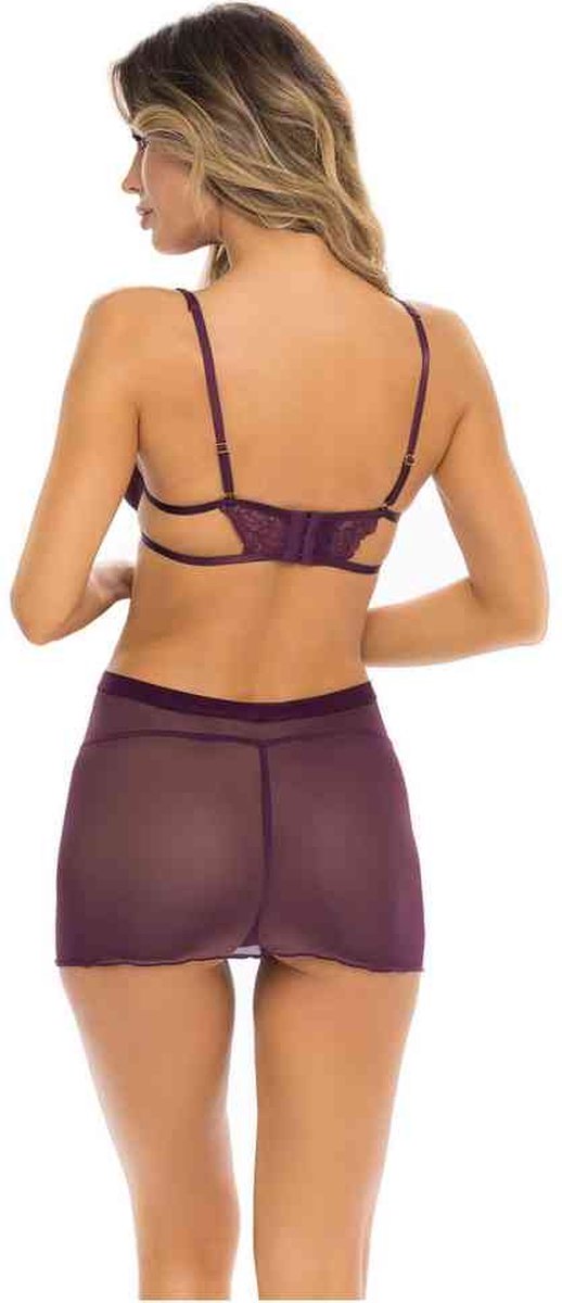 Rene Rofe Sneak Peak Babydoll Set - Paars