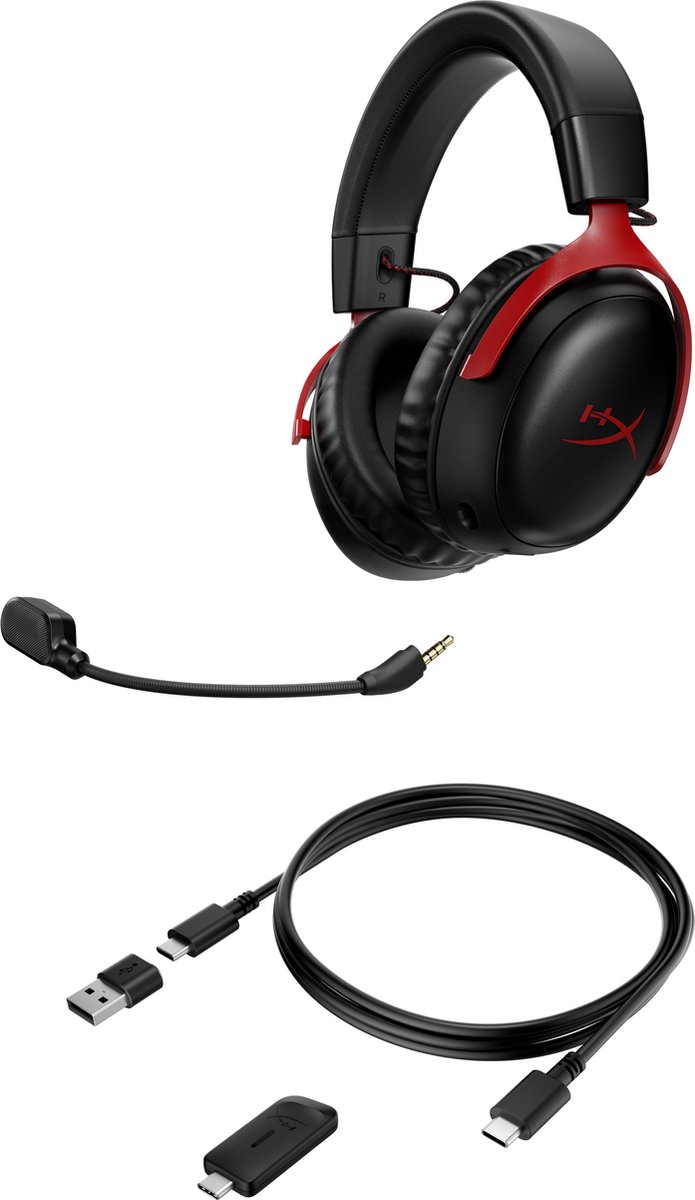 HyperX Cloud Iii Draadloze Gaming Headset - Zwart/rood (pc/ps5/ps4)