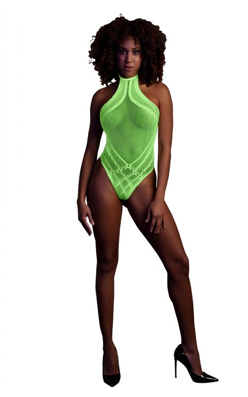 Le Desir Body Met Halternek - Neon - Groen