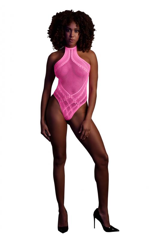 Le Desir Body Met Halternek - Neon - Roze