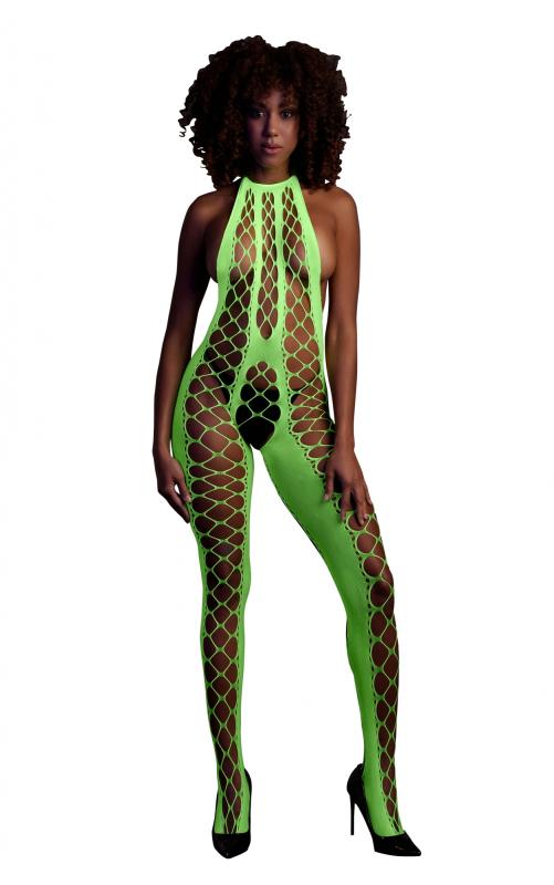 Le Desir Catsuit Met Halternek - Groen