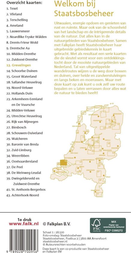 Falk Staatsbosbeheer wandelkaart 13 Grevelingen