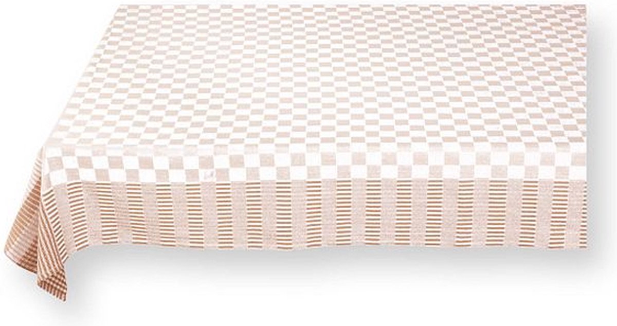 vtwonen Tafelkleed - Geblokt - Vlas-Mirre - 150x250cm