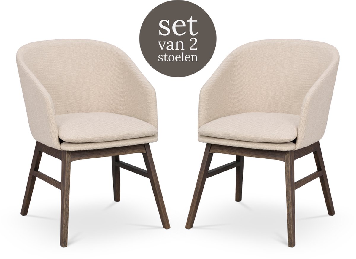 Rowico Home Windham eetkamerstoel - donker eiken onderstel - set - Beige
