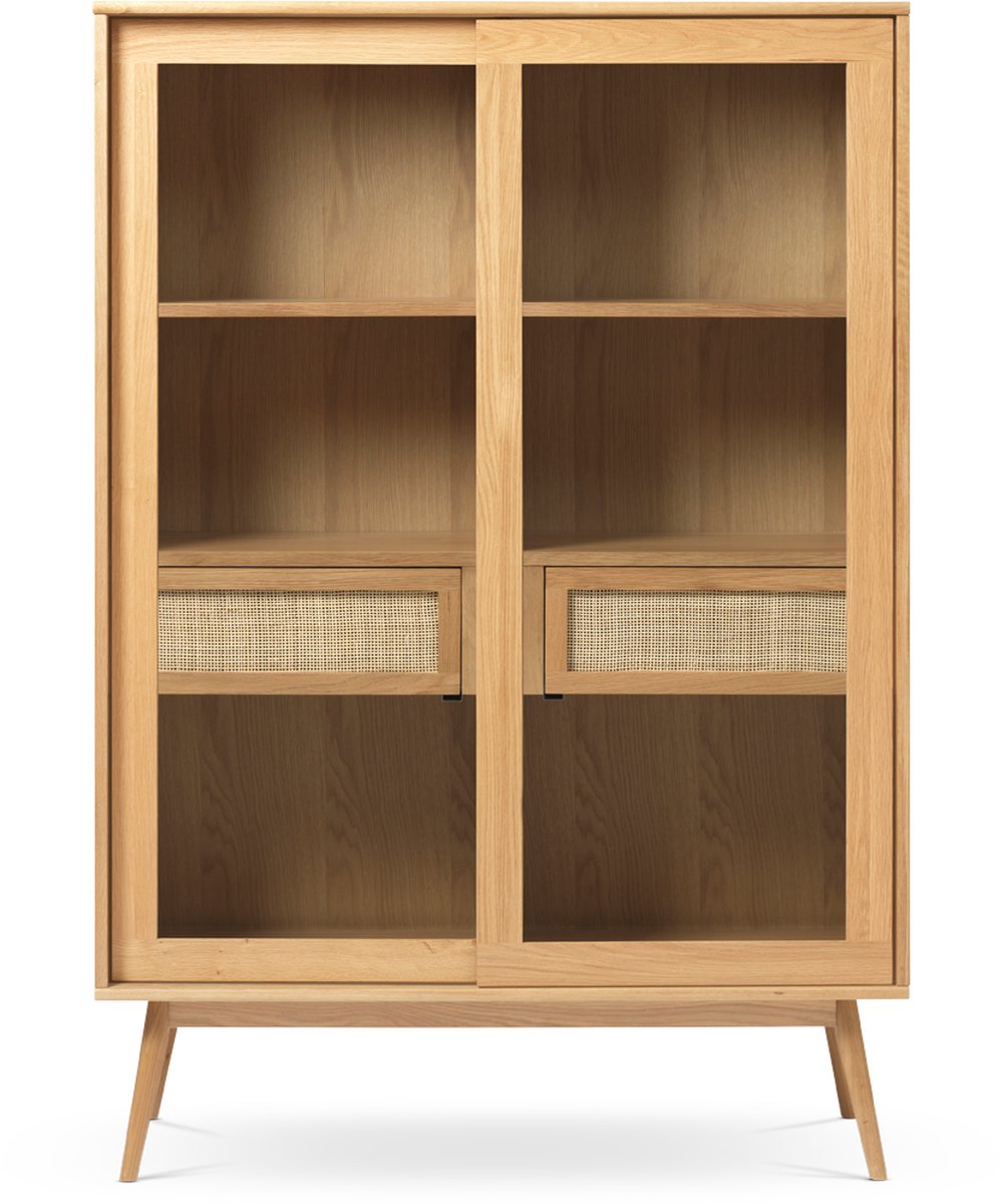 Olivine Boas houten vitrinekast naturel - 160 x 40 cm - Bruin