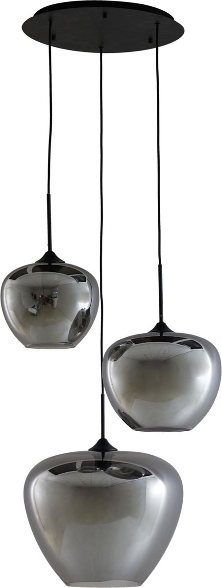 Light & Living Hanglamp Mayson - Smoke Glas - Ø40cm - 3L - Zwart