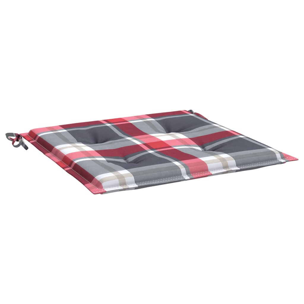 vidaXL Tuinstoelkussen Rood ruitpatroon 40 x 40 x 3 cm