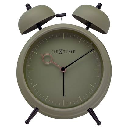 Nextime - Tafel Wekker 15x18x7cm - Stil - licht functie - Olijf Groen