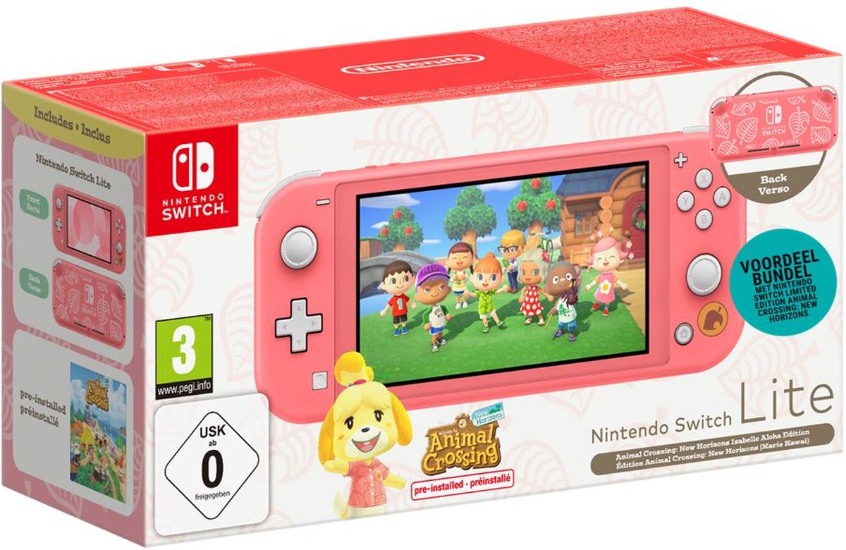 Nintendo Switch Lite (Coral) Animal Crossing New Horizons Isabelle Aloha Edition