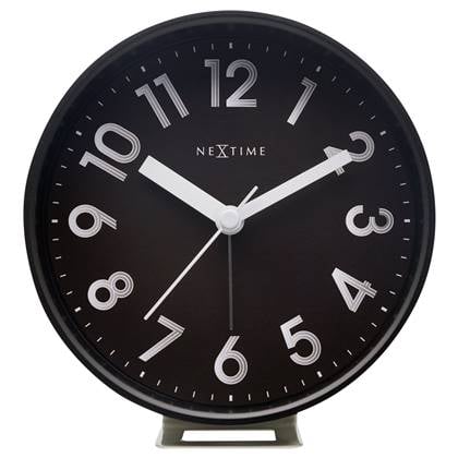 Nextime - Tafel Wekker 12.5x13x5.5cm - Stil - Lichtfunctie - Noir