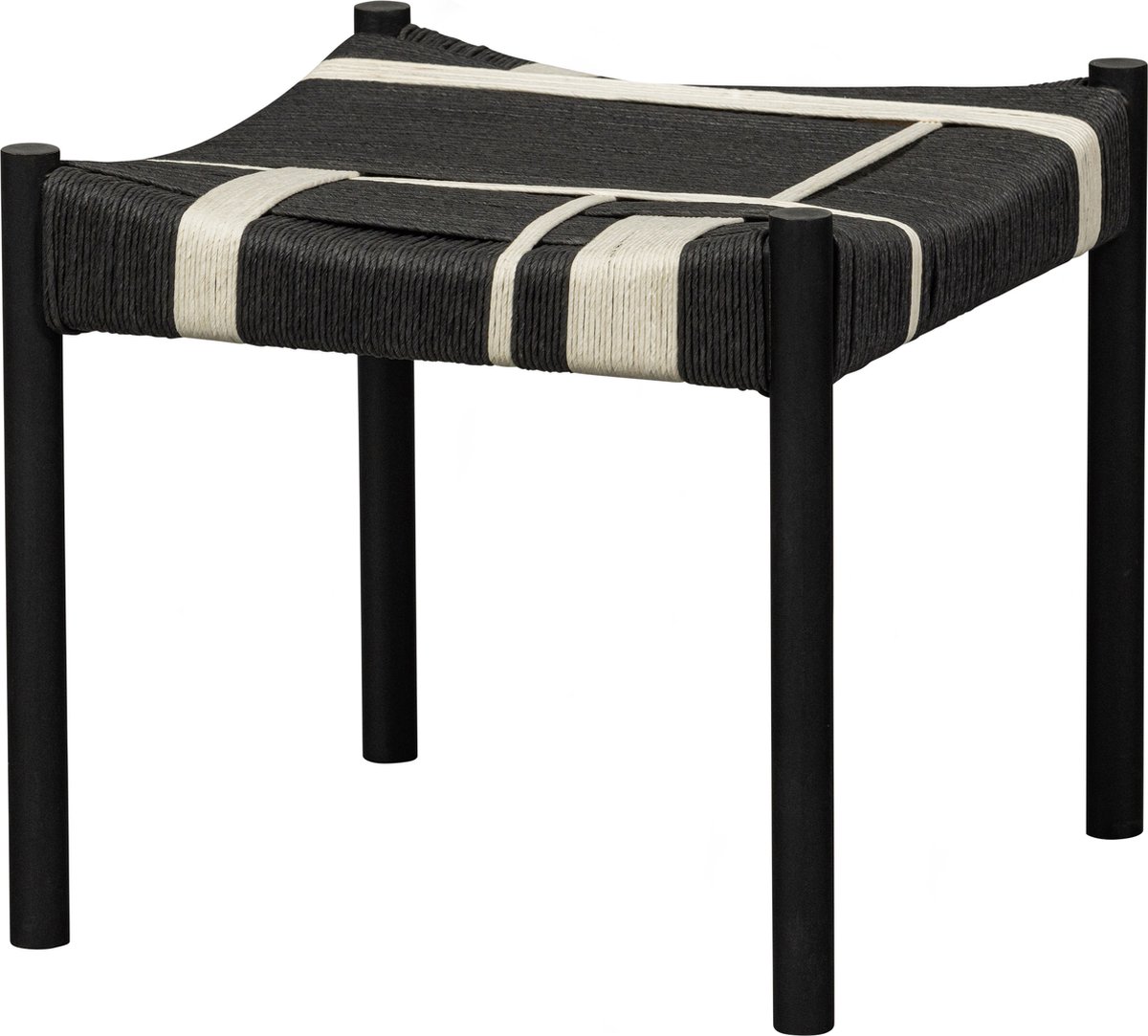 Woood Exclusive Kruk Jessy - Mangohout|Koord|Wit - 44x47x40 - Zwart