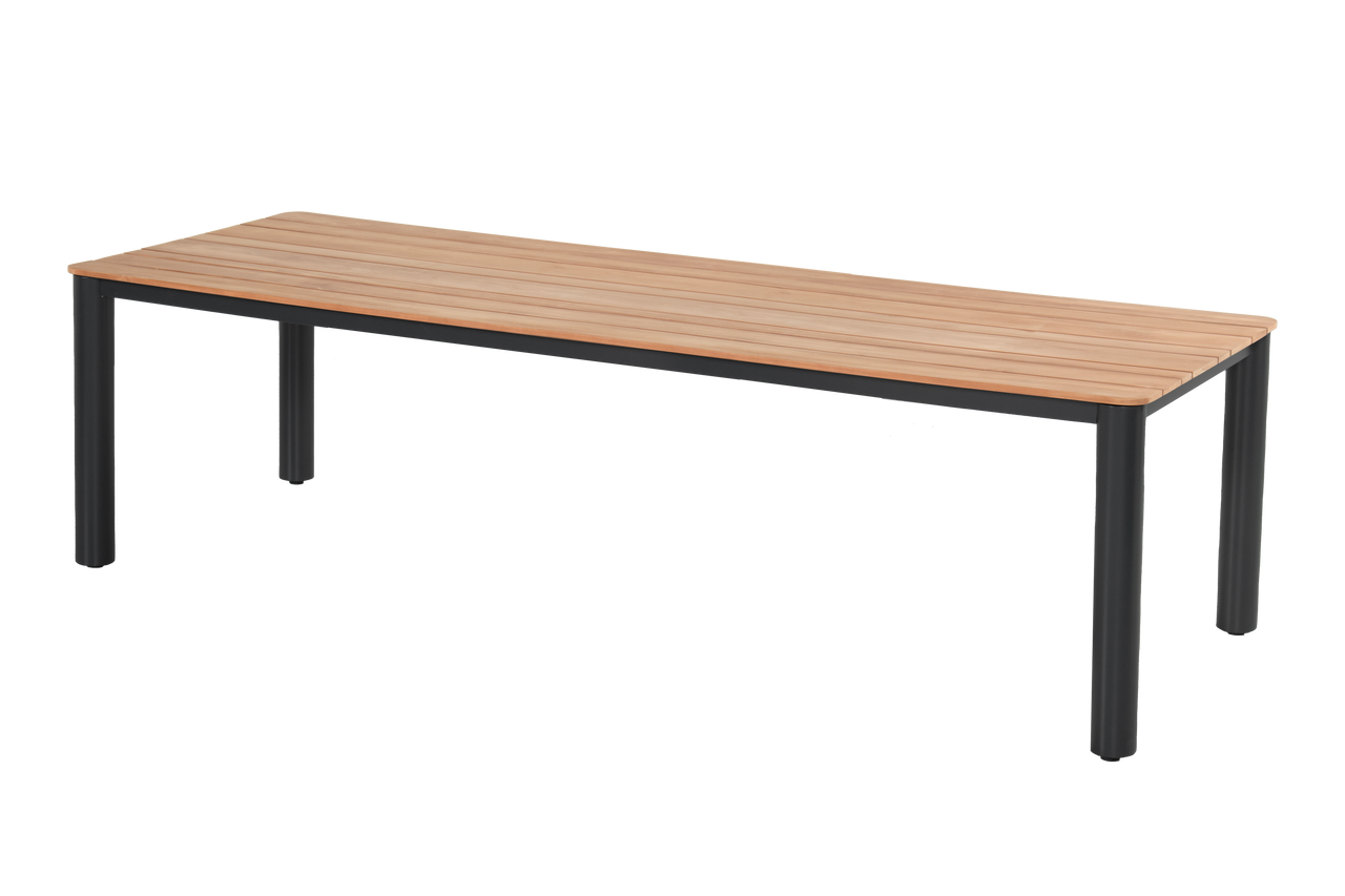 Hartman Winston Din.T.220 x 100 cm Alu-Teak Tafel Zwart - - Bruin