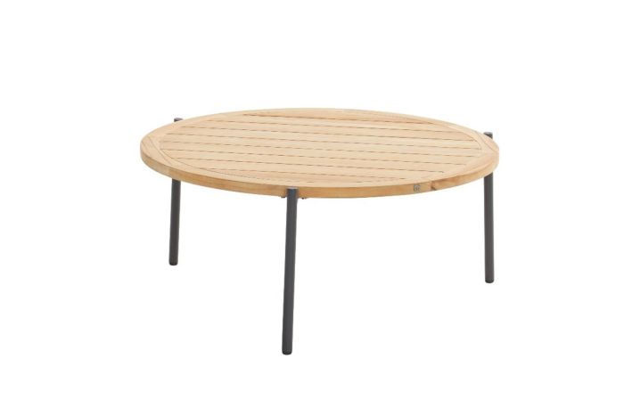 4SO Yoga Coffee Tafel Natural Teak Antracite dia. 90 cm - - Bruin