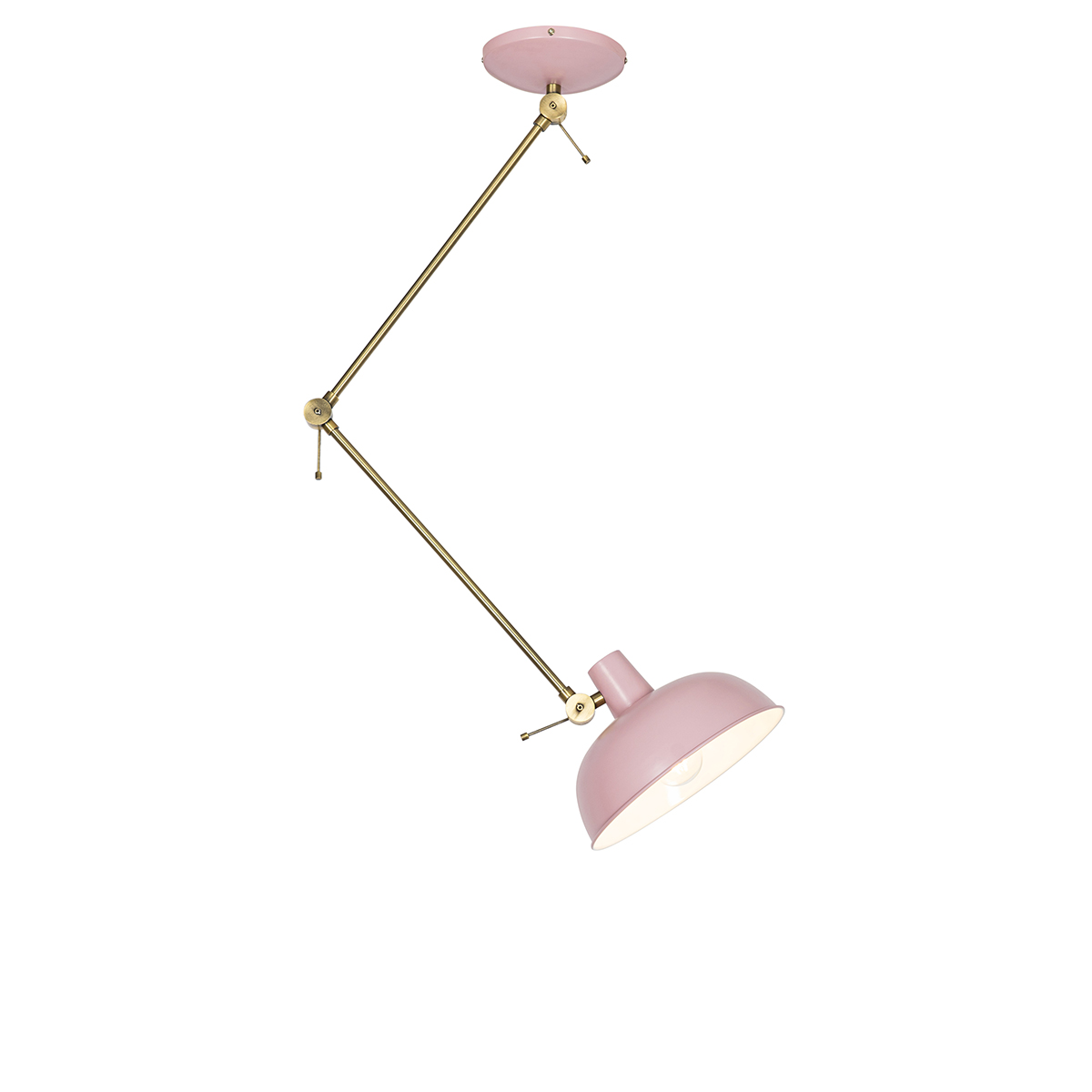 QAZQA Retro plafondlamp met brons - Milou - Roze