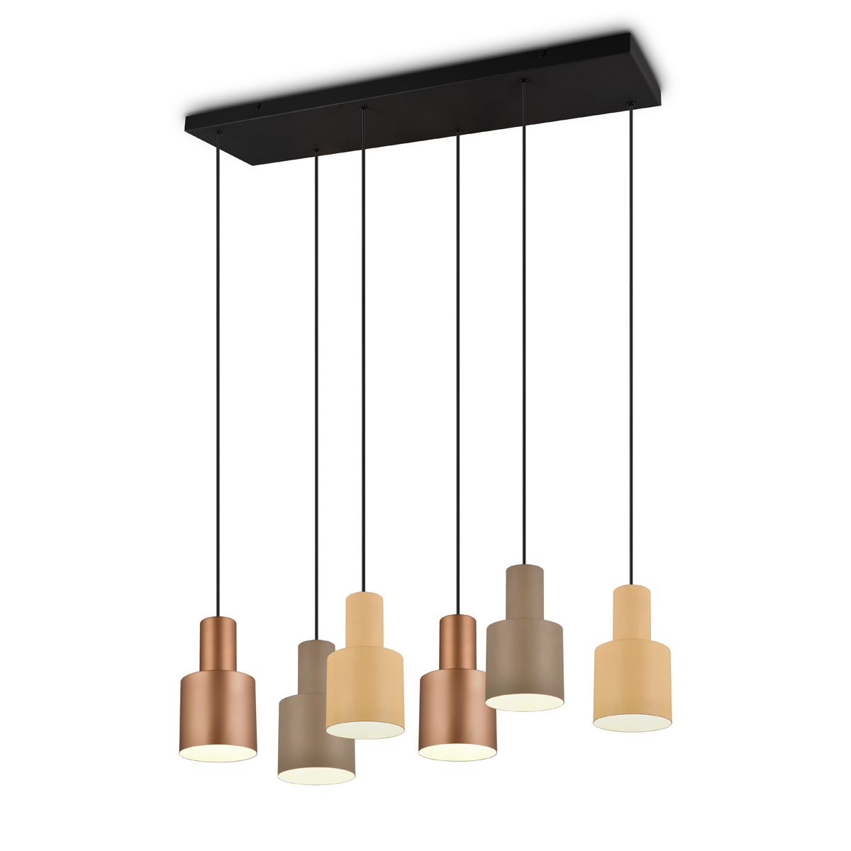 Trio Leuchten Hanglamp brons met taupe en beige 6-lichts - Ans