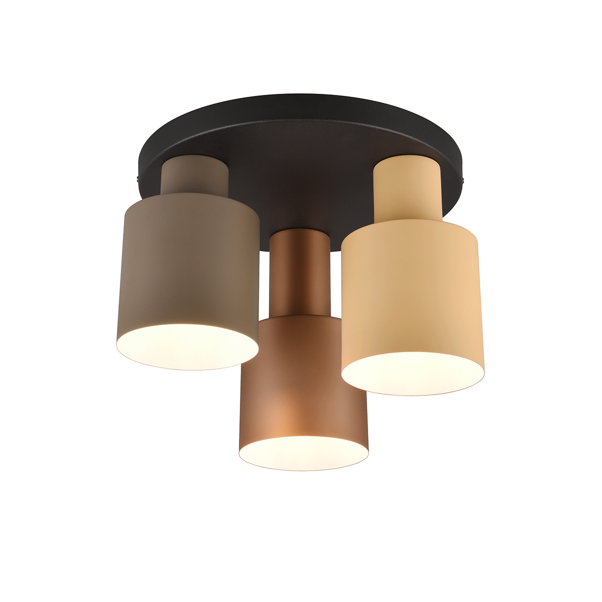 Trio Leuchten Plafondlamp brons met taupe en beige 3-lichts - Ans