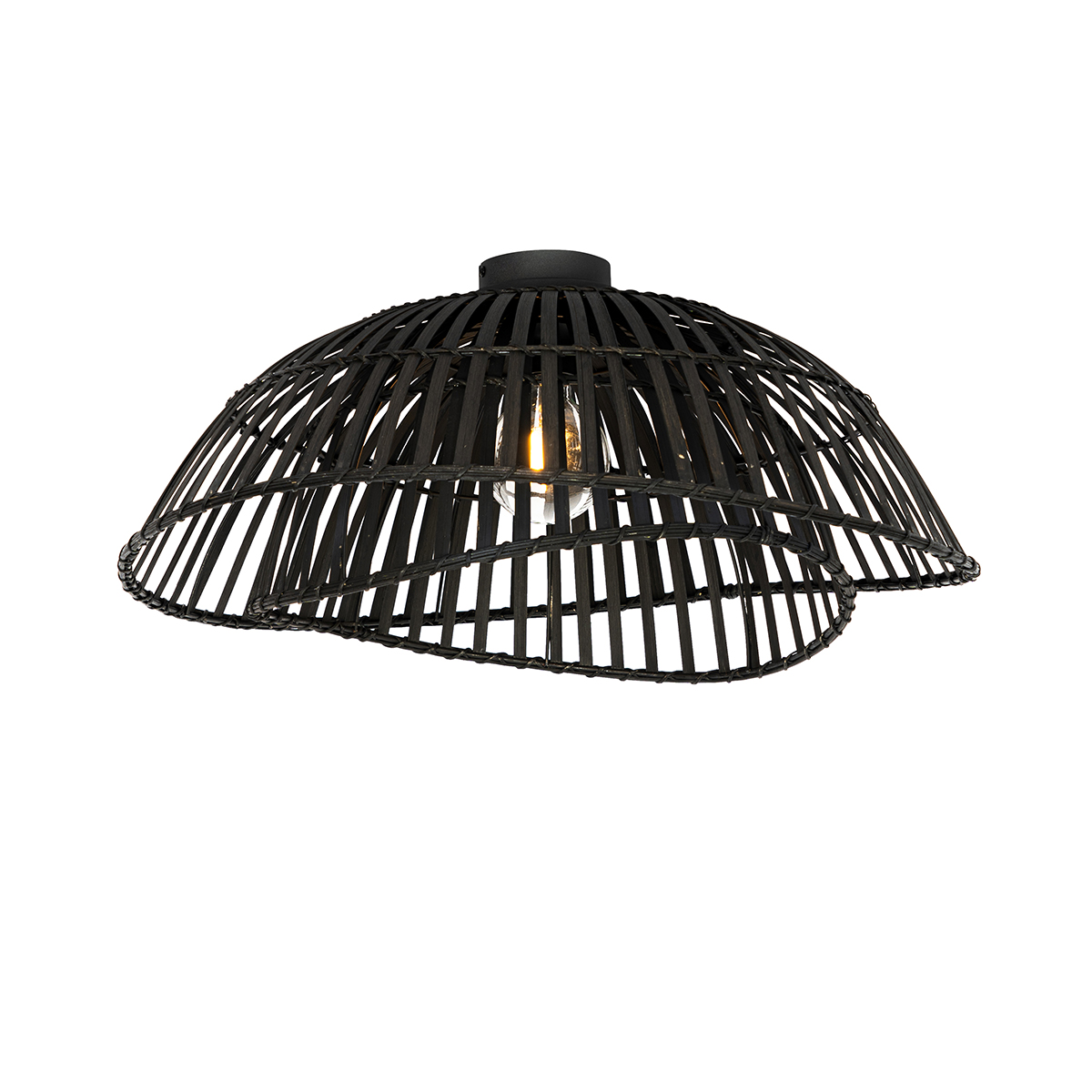 QAZQA Oosterse plafondlamp bamboe 62 cm - Pua - Zwart