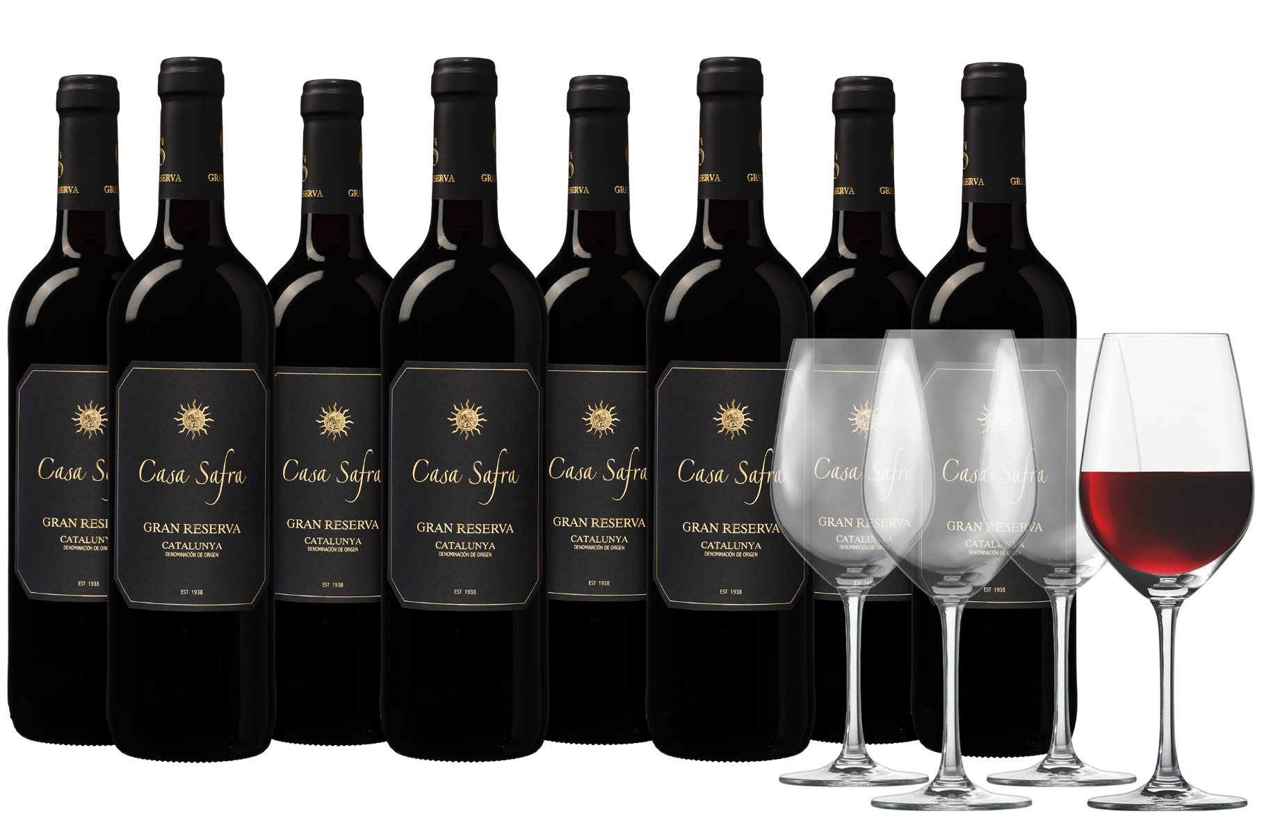 Wijnvoordeel Wijnpakket Casa Safra Black Label Gran Reserva + 4 glazen - Rood