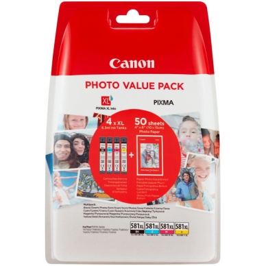 Canon CLI-581XL Inkpatroon MultiPack + PP 201 A6, 50 pagina's 2052C006 Replace: N/A