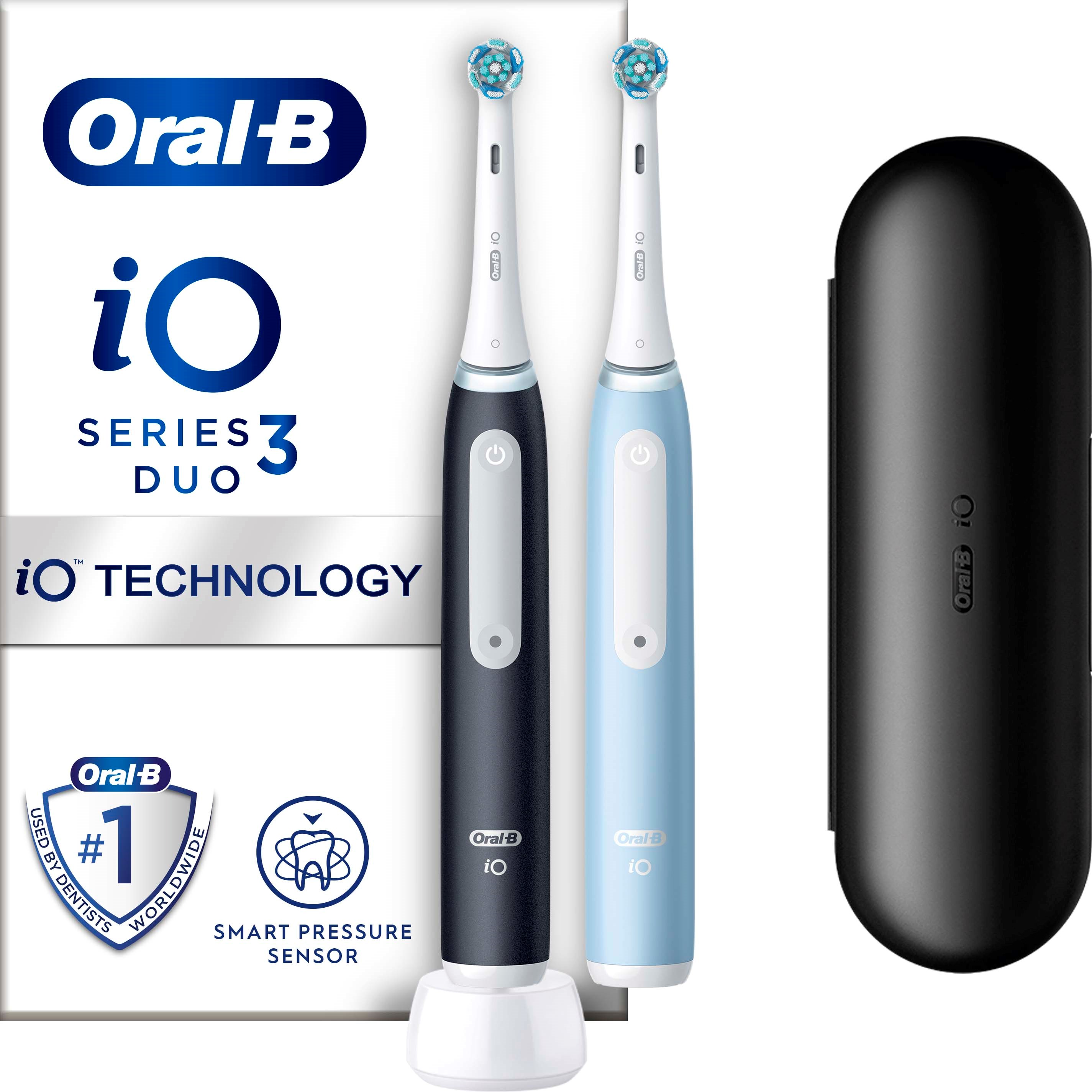 Oral B iO 3 Black & Blue Electric Toothbrushes Designed By Braun