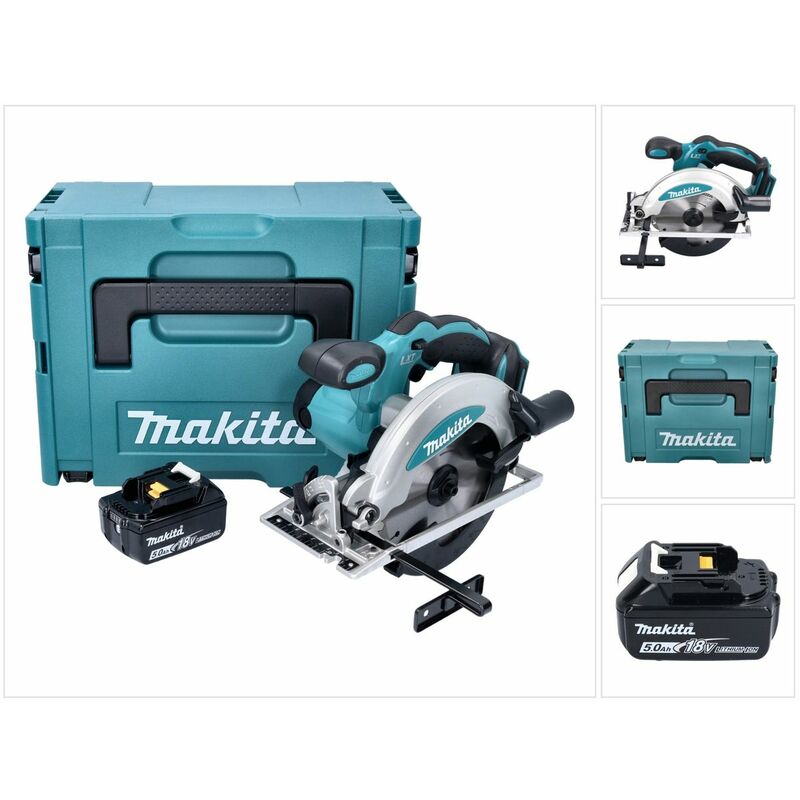 Makita Dss 610 T1J 18 v 165 mm sierra circular + 1x 5.0 Ah batería + Makpac - sin cargador -