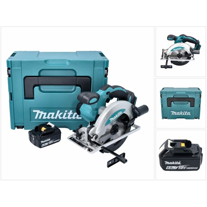 Makita Dss 610 G1J Sierra circular 18 v 165 mm + 1x 6.0 Ah batería + Makpac - sin cargador -