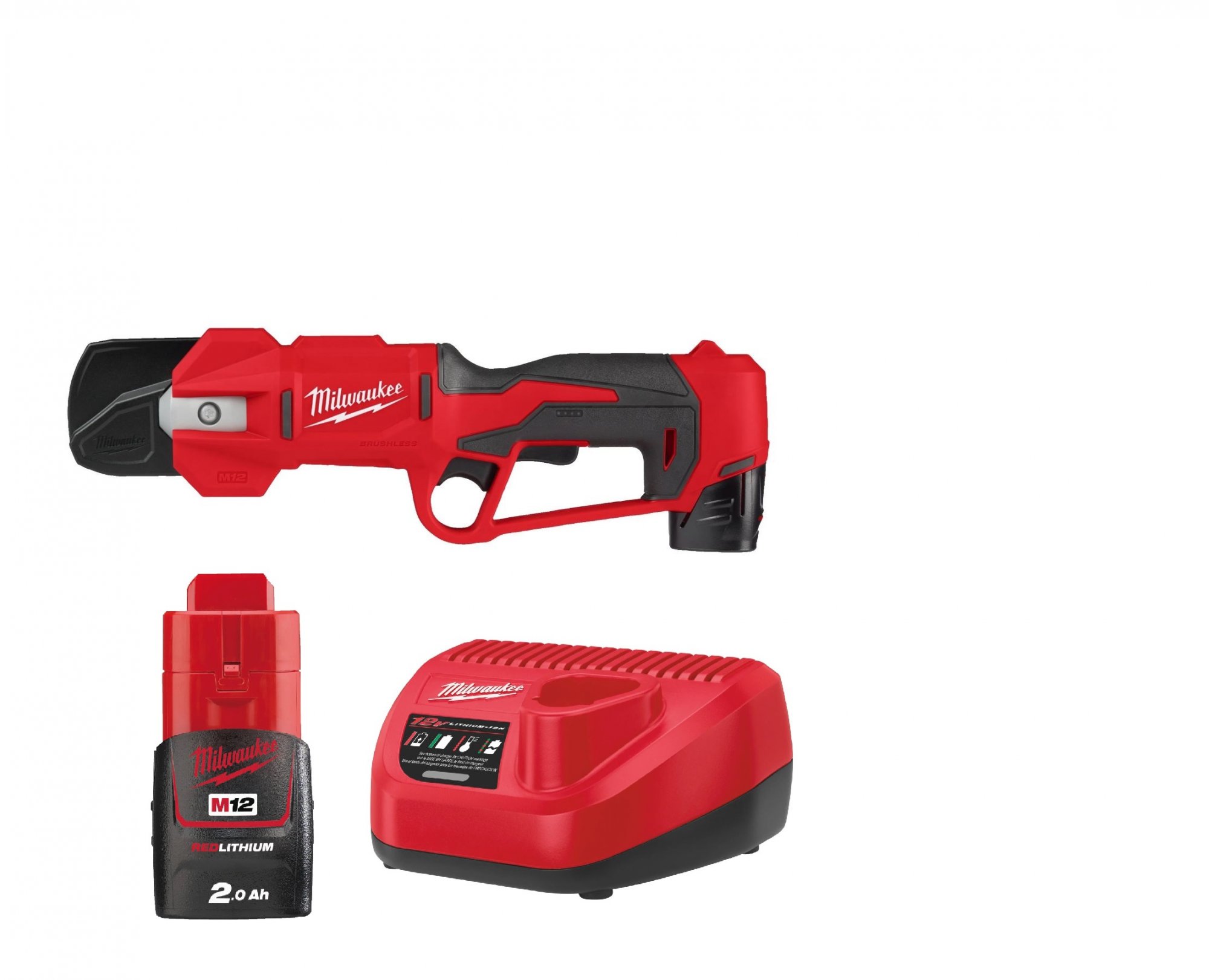 Milwaukee M12 BLPRS-202 EU 12V Li-Ion Accu Snoeischaar Set - Koolborstelloos