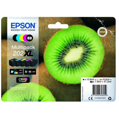 Epson Epson 202XL Inktpatroon Multipack BK/PBk/C/M/Y C13T02G74010 Replace: N/A