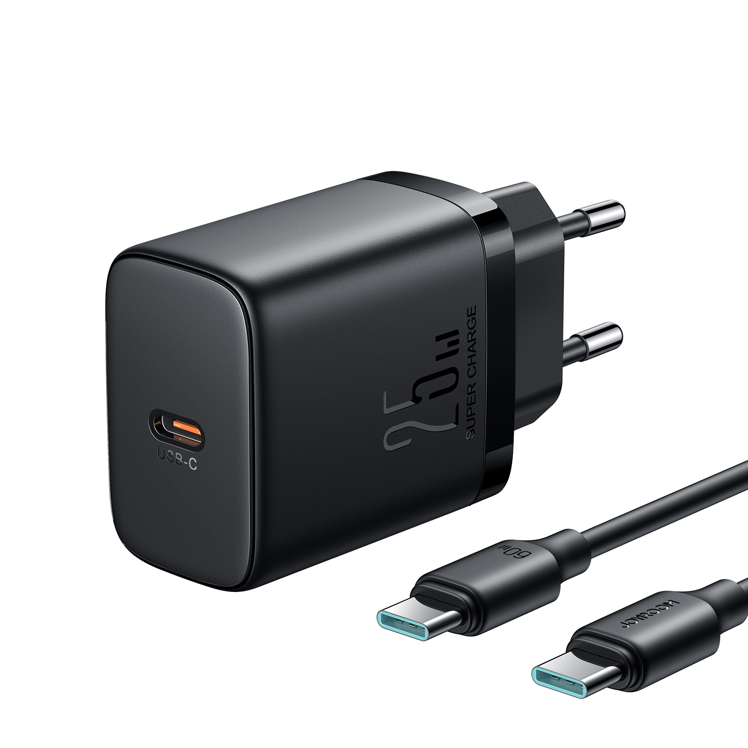Joyroom 25W Fast Charger inclusief USB-C naar USB-C kabel - 1 Meter - Zwart
