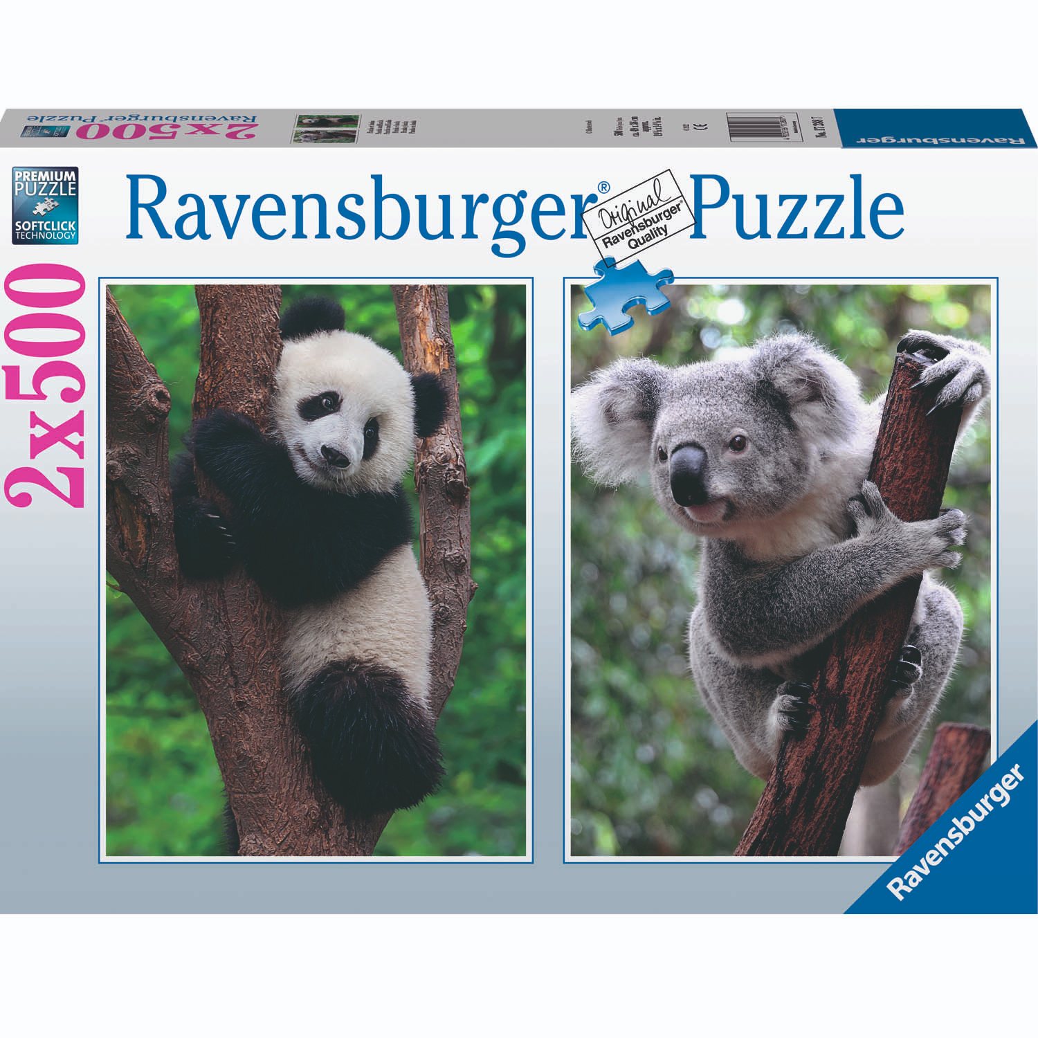 Top1Toys Ravensburger puzzel panda en koala 2 x 500 stukjes