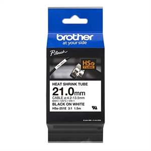 Brother HSe-251E krimpkous tape zwart op wit 21 mm (origineel)