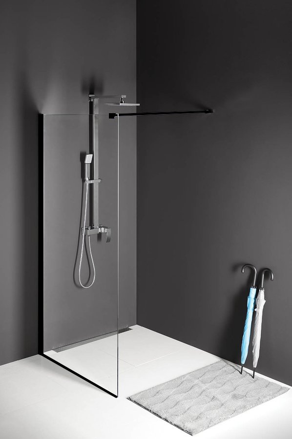 Polysan Modular Shower inloopdouche glasplaat 90x200 mat - Zwart