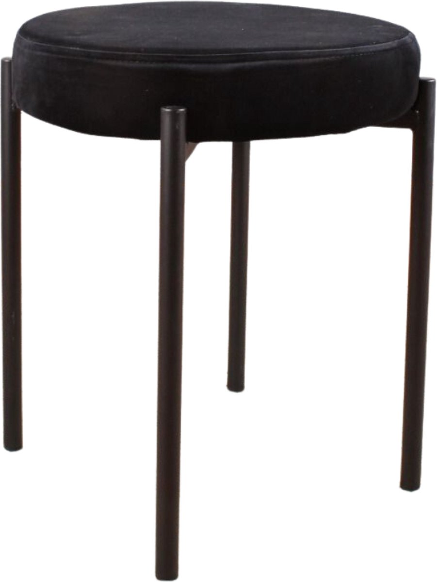 DS4U Mika velvet kruk met goud onderstel - Noir