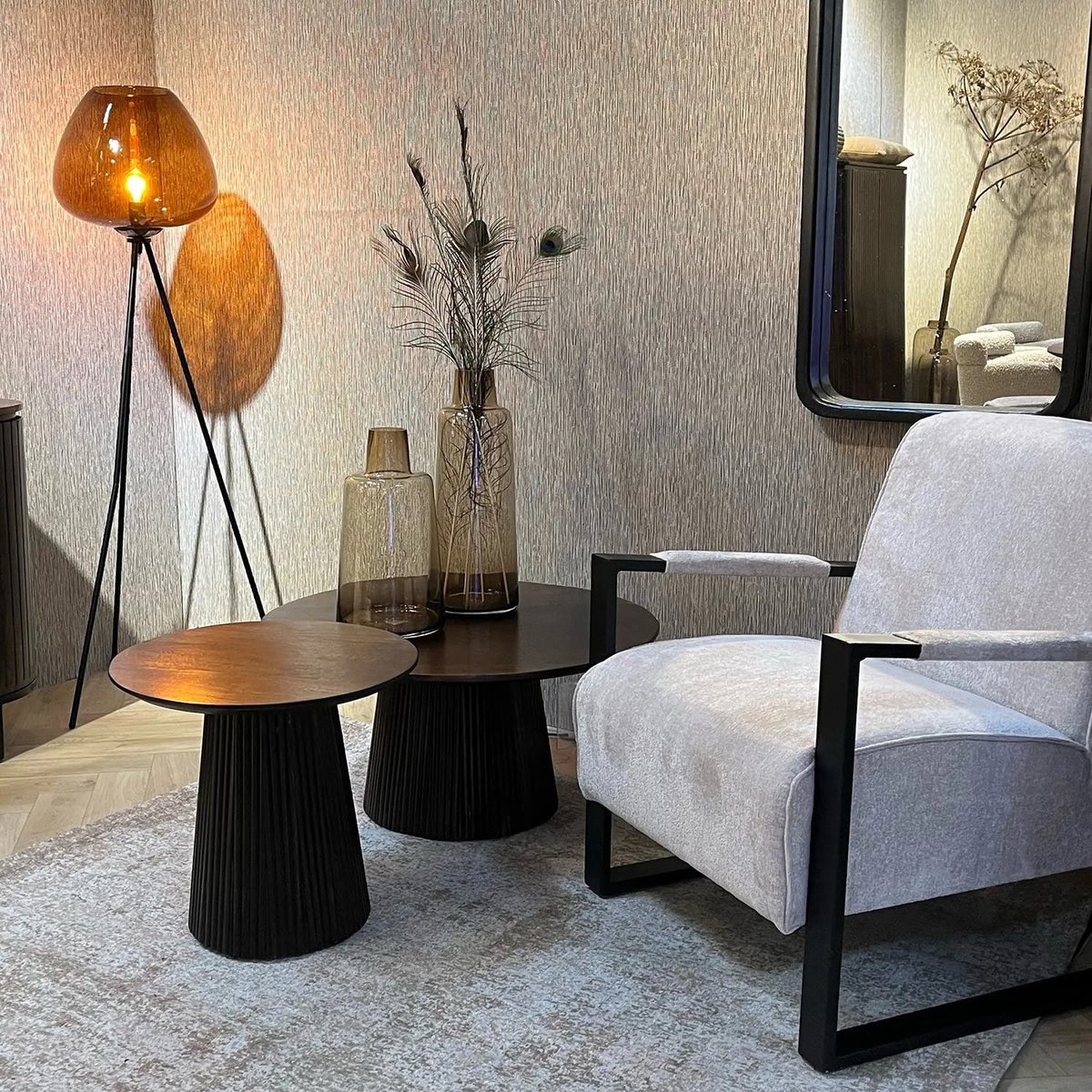 Livingfurn - Salontafel Salvator Walnut 50cm - Mangohout - Bruin